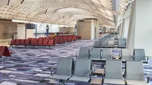 airport charging units, seating, seats with charger, powered seats, airport charging,