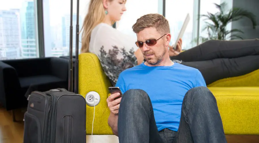 sofa mounted power unit, airport seating with charger, sofa with power,