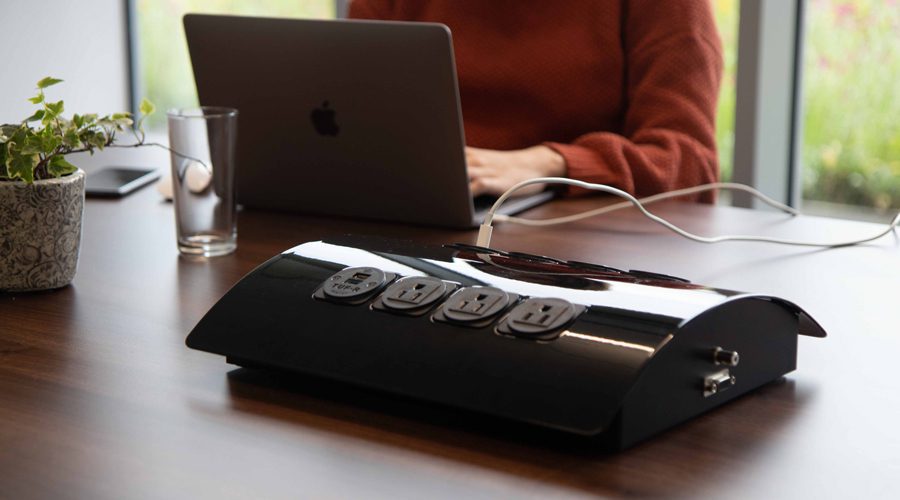 large powered desk, table with power, meeting room power,