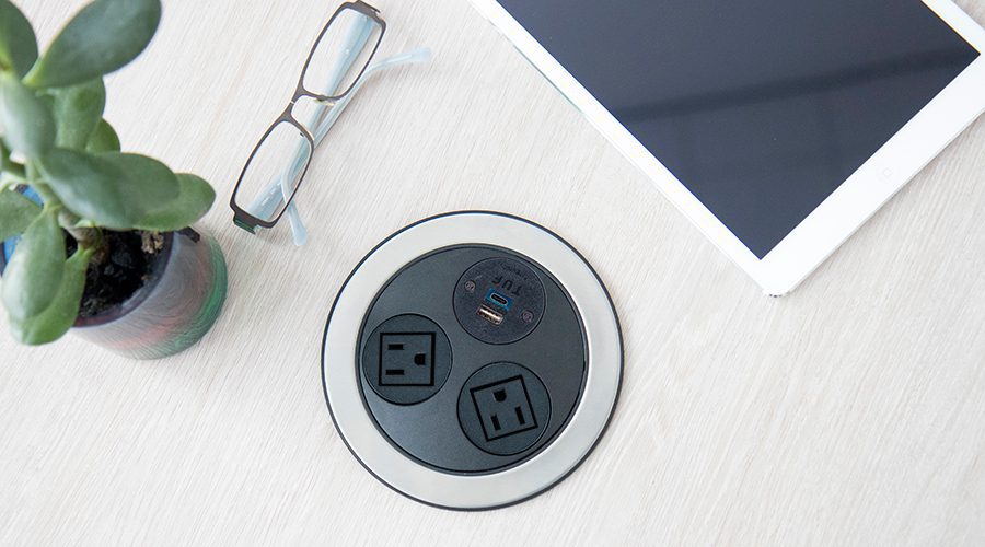 flush power unit, flush in desk power, super low profile in desk power unit power unit with names and usb power
