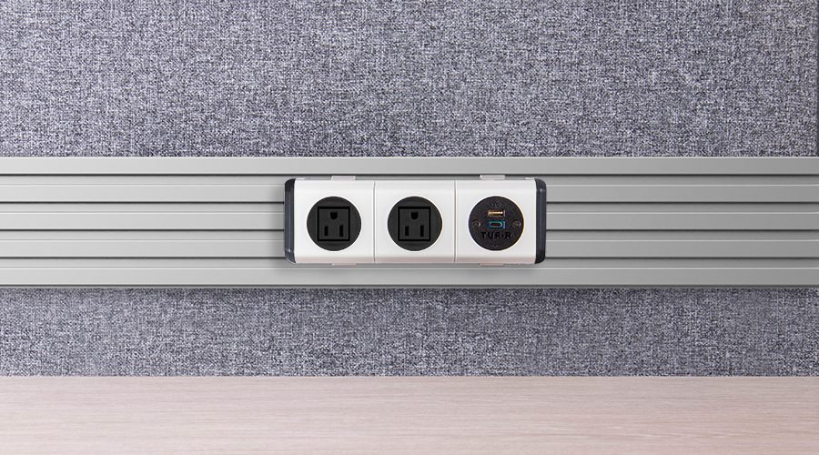 Screen-mount-strip-power-outlet-toolrail
