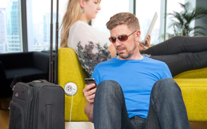 sofa mounted power unit, airport seating with charger, sofa with power,